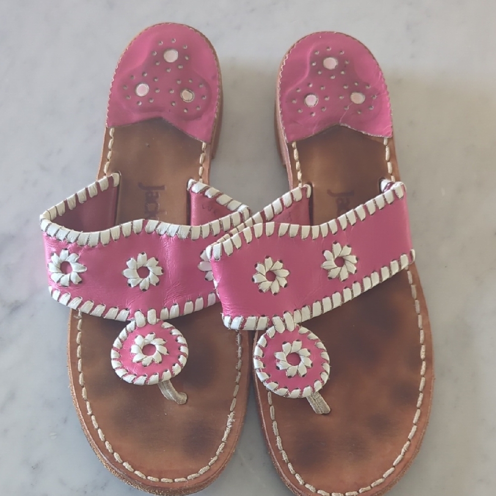 Jack Roger's Signature Leather Sandals Pink/White